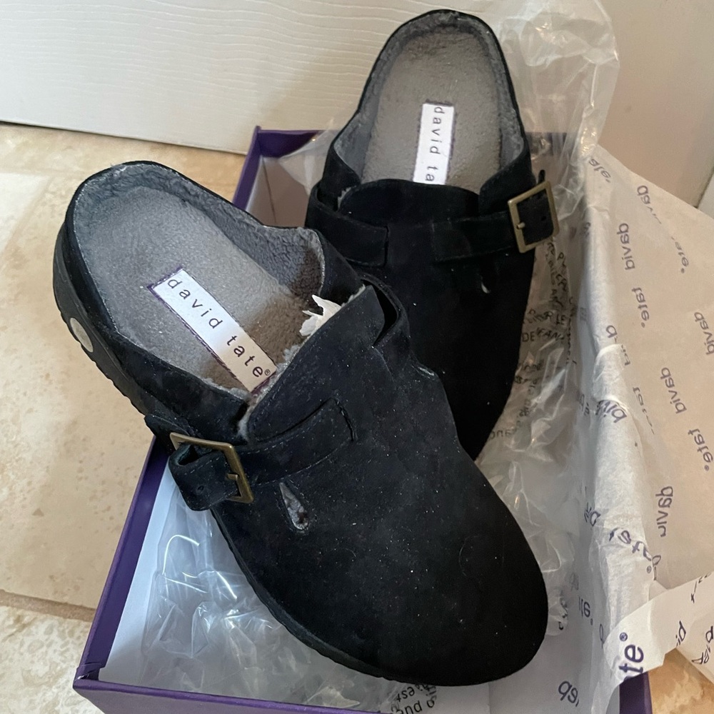 David Tate Black Suede Slip-On Shoes 7ww extra wide - Picture 7 of 7